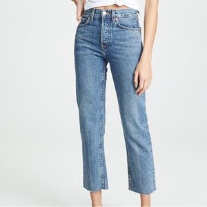 NWT RE/DONE HIGHRISE STOVEPIPE DENIM JEANS SIZE 26